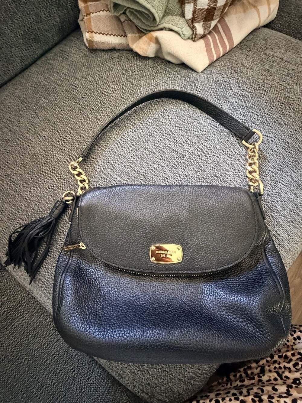 Michael Kors Bedford Pebbled Leather Black Crossbody Bag